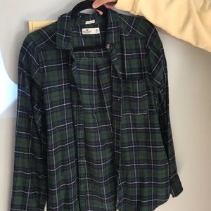 Green, blue, white, and black flannel.